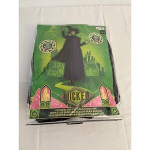 Disguise Wicked Elphaba Deluxe Adult Costume Witch Dress Hat Cape small new